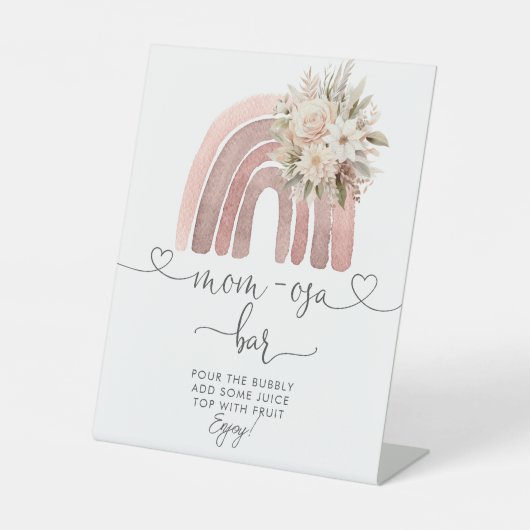 Boho Rainbow Baby Shower Mama-osa Bar Sockelschild (Vorderseite)