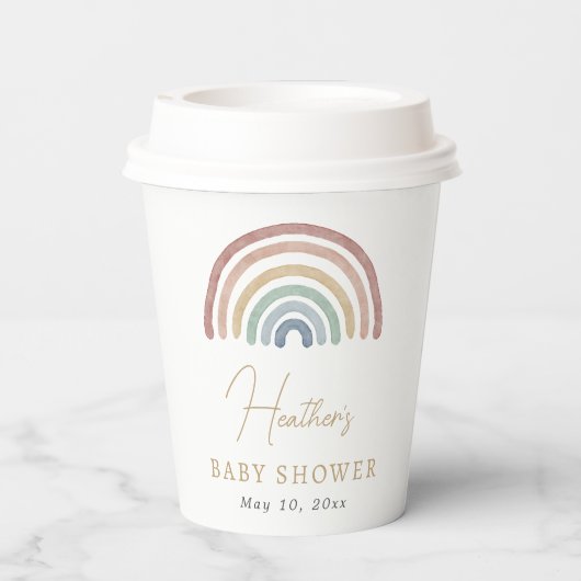 Boho Rainbow Baby Shower Pappbecher (Rückseite)