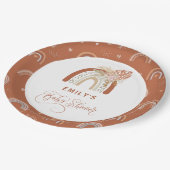 Boho Rainbow Baby Shower Pappteller (Schrägansicht)