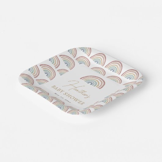 Boho Rainbow Baby Shower Pappteller (Gewinkelt)