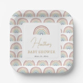 Boho Rainbow Baby Shower Pappteller (Vorderseite)