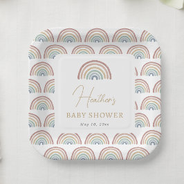 Boho Rainbow Baby Shower Pappteller