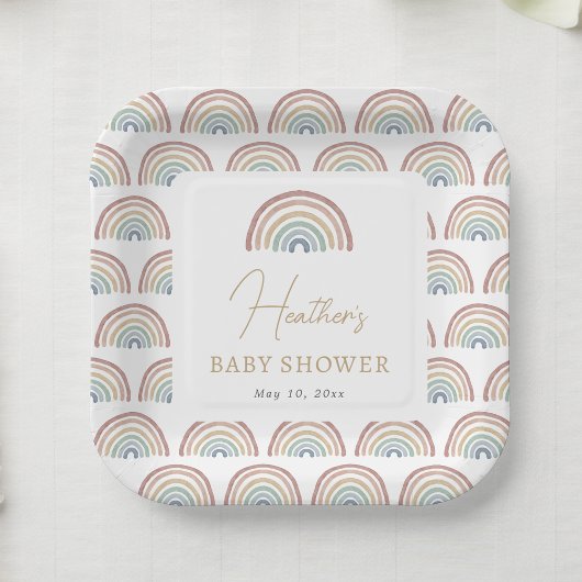 Boho Rainbow Baby Shower Pappteller