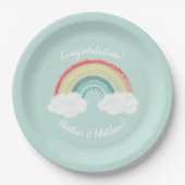 Boho Rainbow Baby Shower Pappteller (Vorderseite)