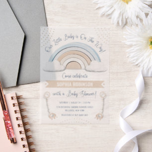 Boho Rainbow Baby Shower Pergament Einladungen