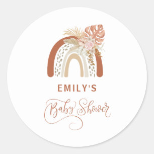 Boho Rainbow Baby Shower Runder Aufkleber