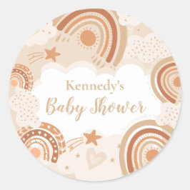 Boho Rainbow Baby Shower Runder Aufkleber