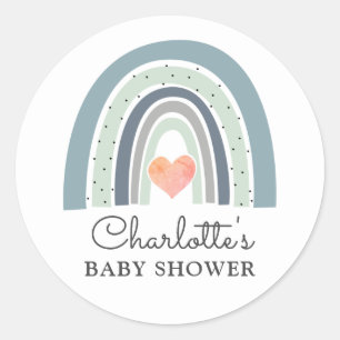 Boho Rainbow Baby Shower Runder Aufkleber