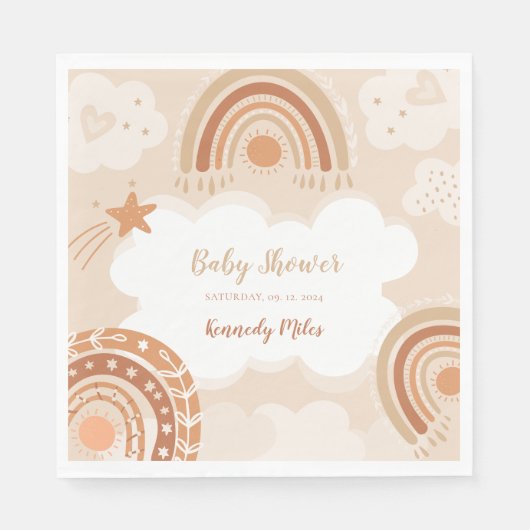 Boho Rainbow Baby Shower Serviette (Vorderseite)