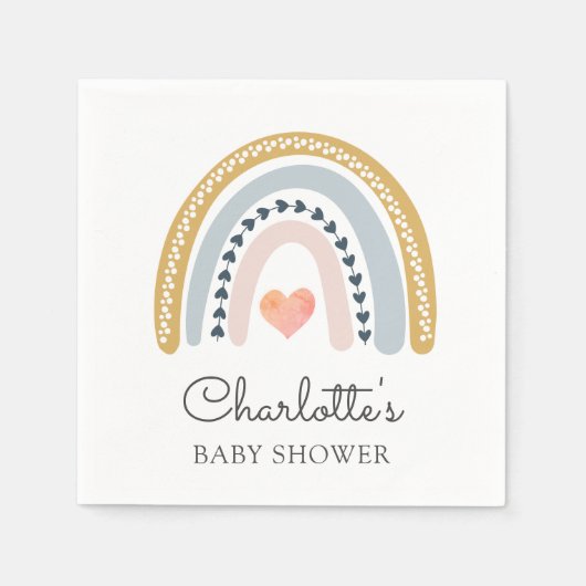 Boho Rainbow Baby Shower Serviette (Vorderseite)