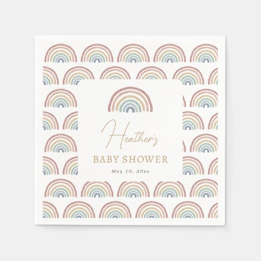 Boho Rainbow Baby Shower Serviette (Vorderseite)
