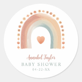 Boho Rainbow Baby Shower Sticker - Wassercolor Rou