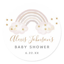 Boho Rainbow Baby Shower Stickers