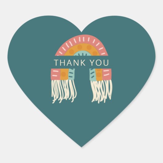 Boho Rainbow Baby Shower Vielen Dank Herz-Aufkleber (Vorderseite)