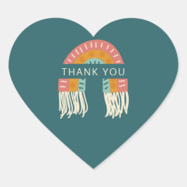 Boho Rainbow Baby Shower Vielen Dank Herz-Aufkleber