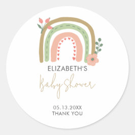 Boho Rainbow Baby Shower Vielen Dank Runder Aufkleber
