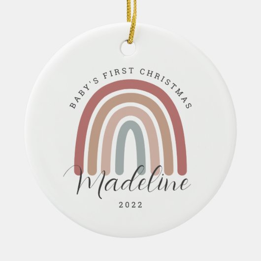 Boho Rainbow Baby's First Christmas Ornament (Vorne)
