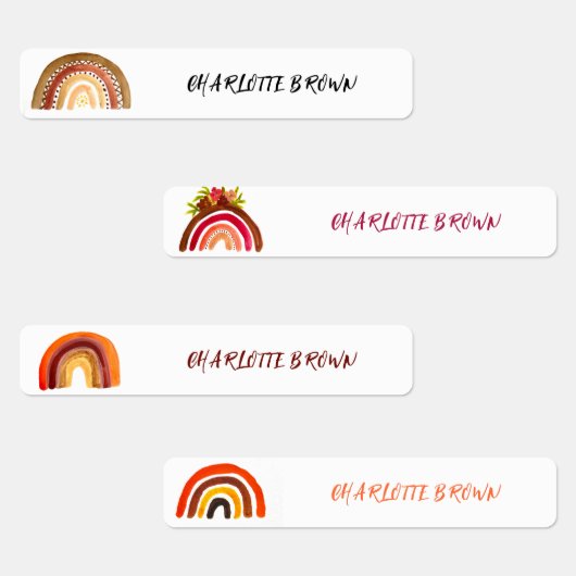Boho Rainbow Back to School Watercolor Waterproof Etiketten (Gruppe)