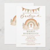 Boho Rainbow Bautizo Invitation Spanish Einladung (Vorne/Hinten)