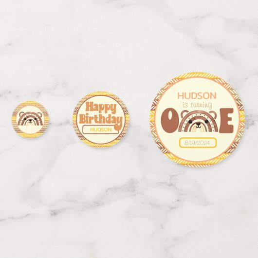 Boho Rainbow Bear Konfetti (Vorderseiten)