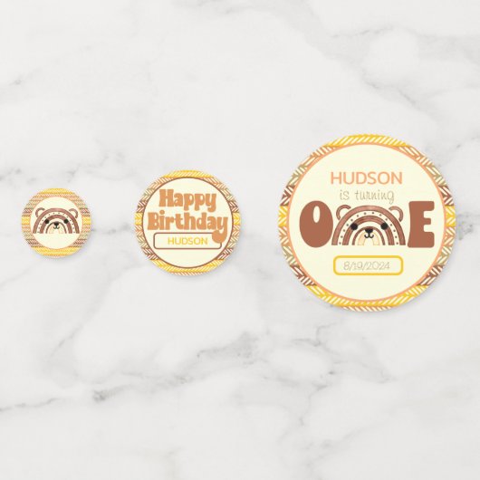 Boho Rainbow Bear Konfetti (Rückseiten)