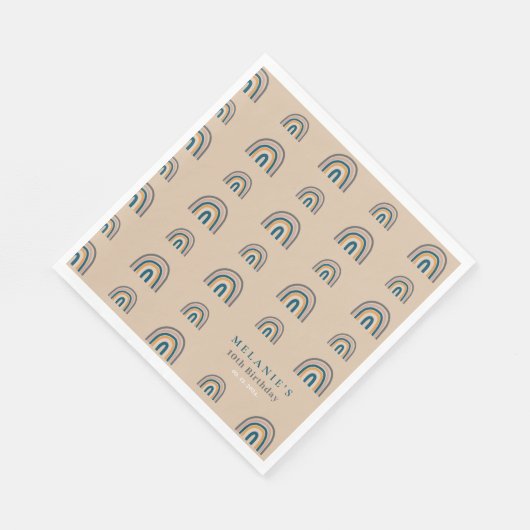 Boho Rainbow Beige Birthday Serviette (Ecke)