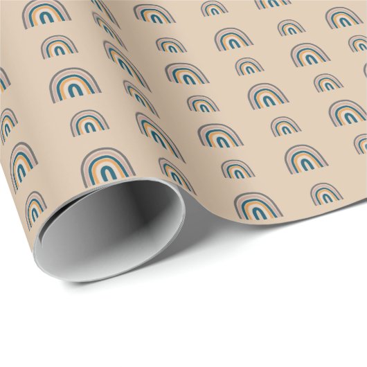 Boho Rainbow Beige Geschenkpapier (Rolleneckpunkt)