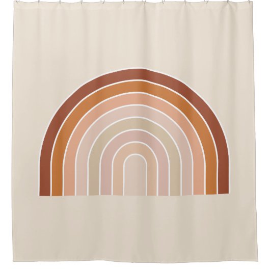 Boho Rainbow Beige Terracotta Duschvorhang (Vorderseite)