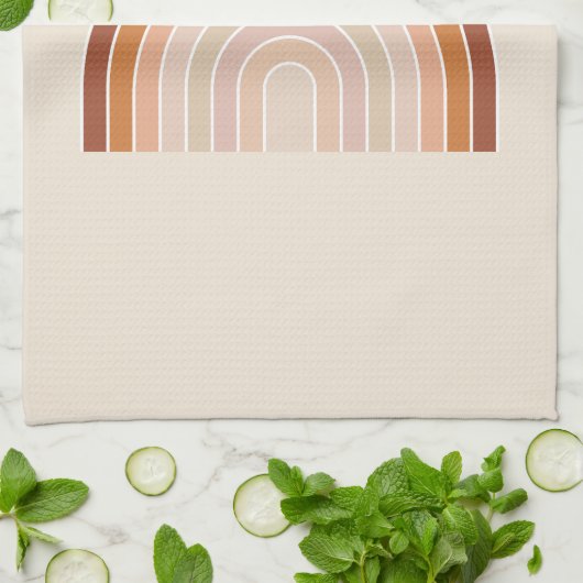 Boho Rainbow Beige Terracotta Geschirrtuch (Gefaltet)