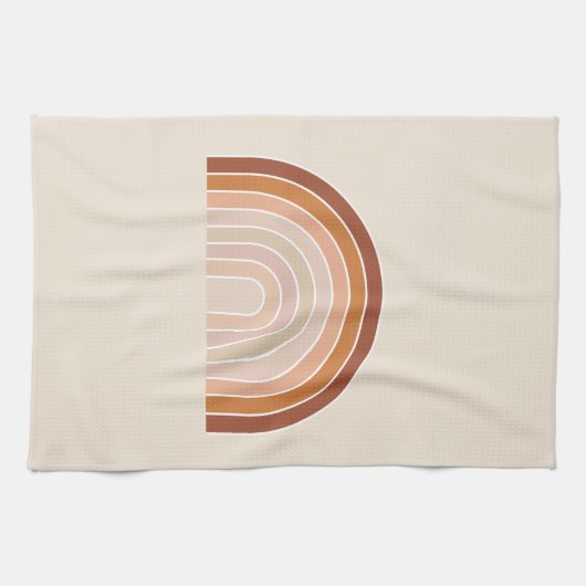Boho Rainbow Beige Terracotta Geschirrtuch (Horizontal)