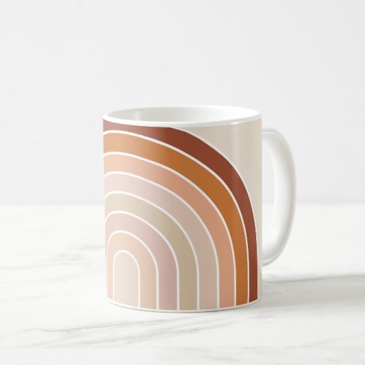 Boho Rainbow Beige Terracotta Kaffeetasse (VorderseiteRechts)