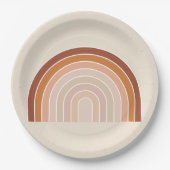 Boho Rainbow Beige Terracotta Pappteller (Vorderseite)