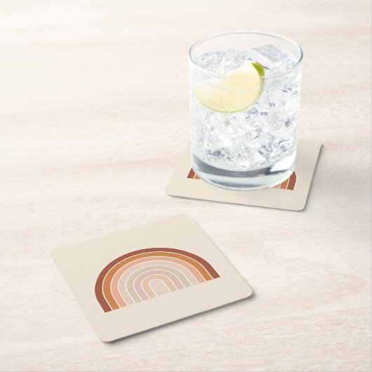 Boho Rainbow Beige Terracotta Rechteckiger Pappuntersetzer (Vor Ort)