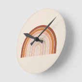 Boho Rainbow Beige Terracotta Runde Wanduhr (Winkel)