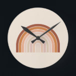 Boho Rainbow Beige Terracotta Runde Wanduhr<br><div class="desc">Regenbogen - Boho Regenbogen - Abstrakte Bögen - Neutral Beige / Terracotta.</div>