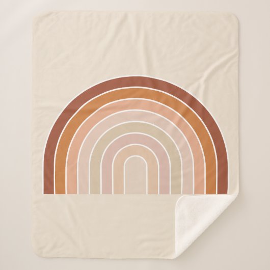 Boho Rainbow Beige Terracotta Sherpadecke (Vorderseite)