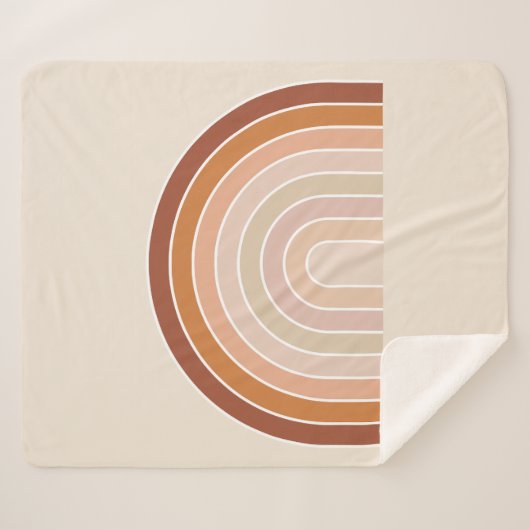 Boho Rainbow Beige Terracotta Sherpadecke (Vorderseite (Horizontal))