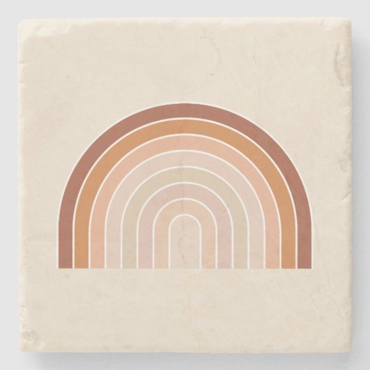 Boho Rainbow Beige Terracotta Steinuntersetzer (Vorderseite)