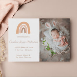 Boho Rainbow Birth Ankündigung Neue Babykarte