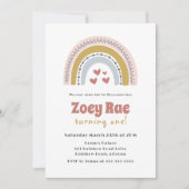 Boho Rainbow Birthday Einladung (Vorderseite)