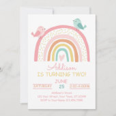 Boho Rainbow Birthday Einladung (Vorderseite)