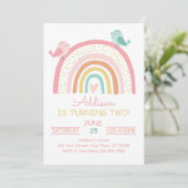 Boho Rainbow Birthday Einladung (Stehend Vorderseite)