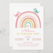 Boho Rainbow Birthday Einladung (Vorne/Hinten)