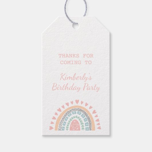 Boho Rainbow Birthday Favor Geschenkanhänger (Vorderseite)