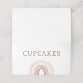 Boho Rainbow Birthday Food Labels Platzkarte (Außenseite Aufgefaltet)