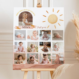 Boho Rainbow Birthday Foto Milestone Poster