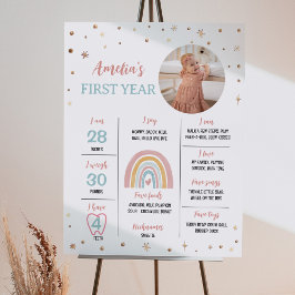 Boho Rainbow Birthday Foto Milestone Poster