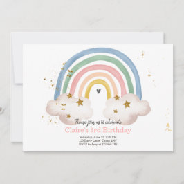 Boho Rainbow Birthday Invitation Girl Rustic Einladung