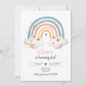 Boho Rainbow Birthday Invitation Girl Rustic Einladung (Vorderseite)