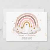 Boho Rainbow Birthday Invitation Girl Rustic Einladung (Vorderseite)